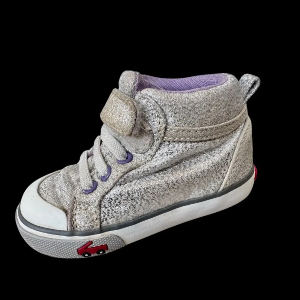 SEE KAI RUN SILVER glitter high top sneakerss girl’s tennis shoes size 5